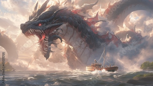 sea fire-breathing dragon from the abyss