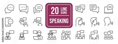 Speaking thin line icons. Editable stroke. For website marketing design, logo, app, template, ui, etc. Vector illustration.