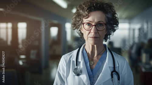 Image of mature female doctor in hospital