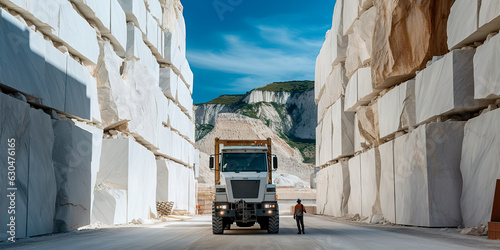 View of a huge open-air marble quarry. 