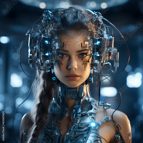 Virtual representation as a humanoid figure, blending elements of futuristic technology with human features, embodying the essence of an advanced AI language model.