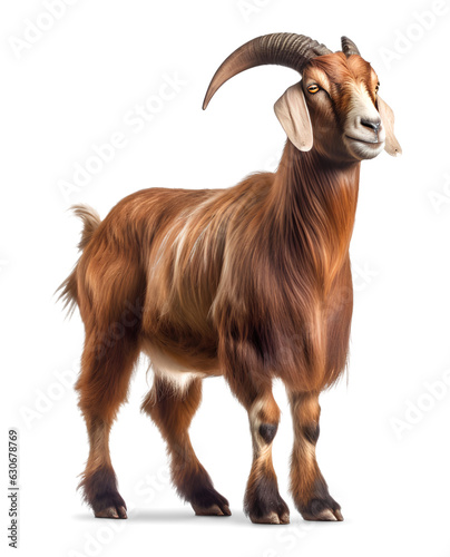 brown goat portrait on isolated background