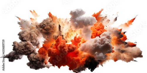 Explosion isolated on transparent background. Ai Generative Art.