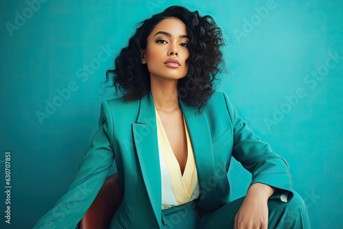 Shot of a young business woman wearing blazer paired with high-waisted tailored pants, ambitious and confident woman