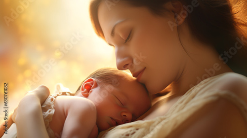 Mother and newborn baby in a tender moment