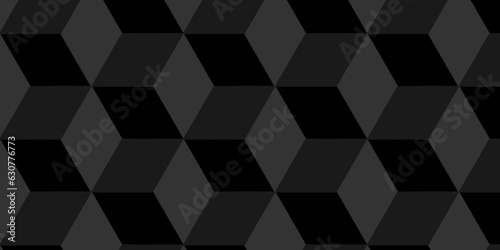 Seamless hexagon geometric background. dark black cube square paper texture with stripes Pattern. black paper a seamless geometric black and gray cube pattern background. 