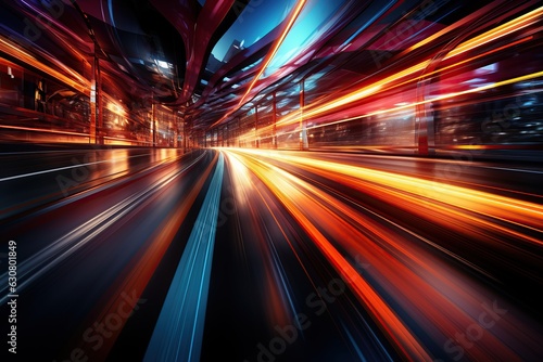 Abstract long exposure dynamic speed light trails background