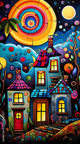 casa em arte colorida estilo cubista 