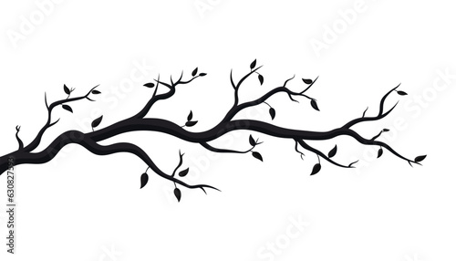Tree branch in flat style. Spring tree branches with different leaves. Vector illustration