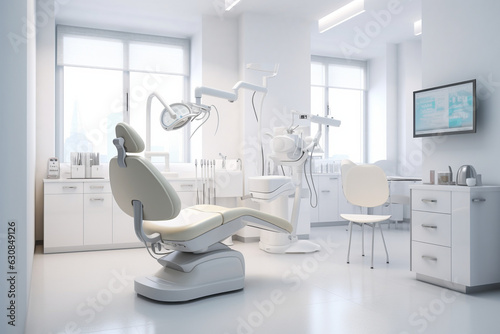 Modern dental clinic, dentist office. AI generated.