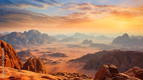 Mount Sinai: A Beautiful Desert Landscape Adventure in Africa, the Biblical Site of Moses' Journey: Generative AI