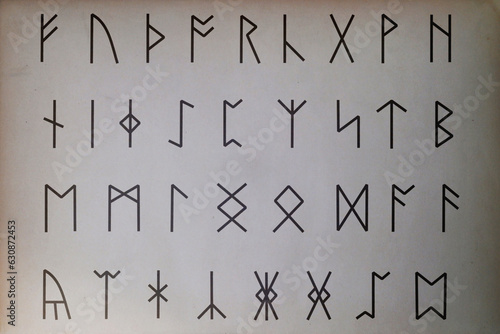 Anglo-Saxon runes printed on paper
