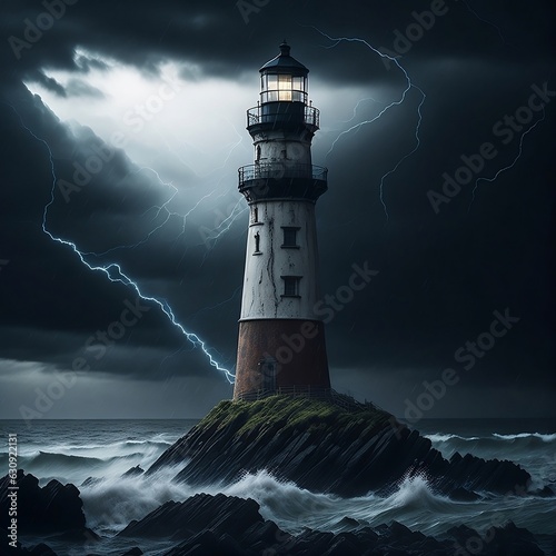 lighthouse an the storm