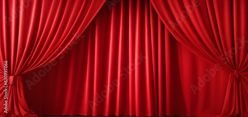 Red curtains open and close with red screen