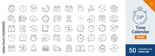 Time and calendar icons Pixel perfect. Chrono, alarm, fast, ....