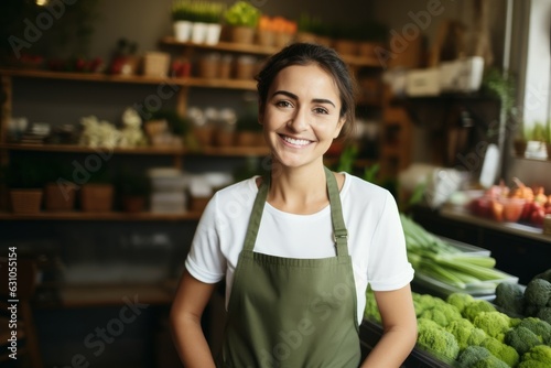 Female owner local business harvest. Generate Ai