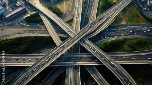 Aerial Shot of Interconnected Motorway Interchange