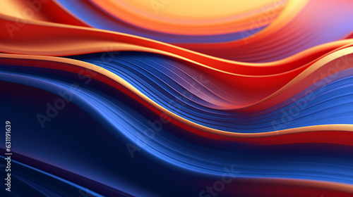 stylish abstract background with orange and blue waves, smartphone wallpaper. Generative Ai. 