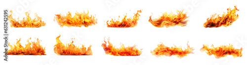 Realistic fire flame effect ‍set transparent background. Fire flame png bundle