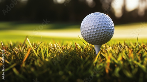 Golf ball on golf course, tee shot, golf ball on the green, golf shot