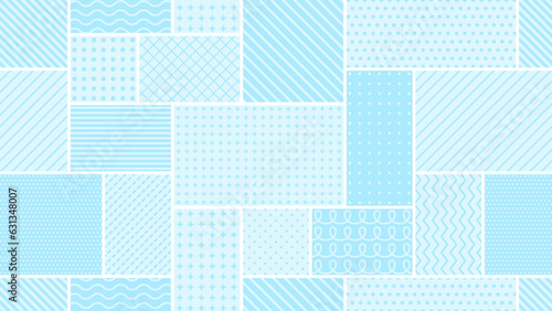 水色の幾何学柄の正方形と長方形のパターン背景