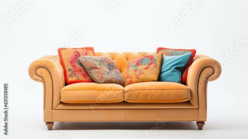 Yellow sofa and pillows