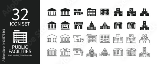 Various public facility icon sets