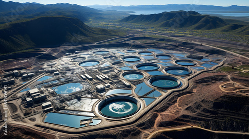 Aerial View of a Massive Salt Mine Complex 