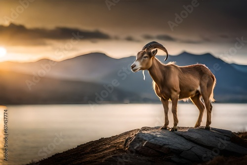 mountain goat on the beach