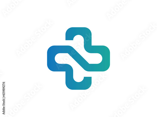 medical health plus line logo design