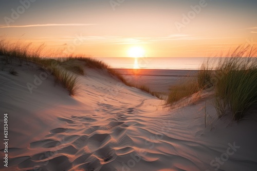 Sunset at the dune beach, Generative AI