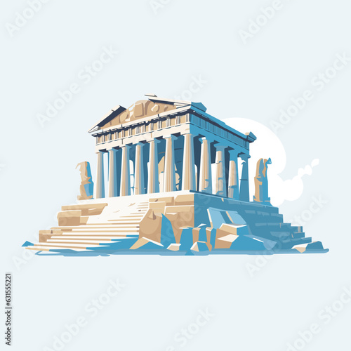 Vector illustration of a traditional Greek temple with white columns