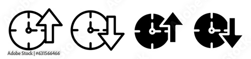 Uptime and downtime icon set. dedicated server high uptime vector symbol in black color. low recovery time sign. for app, and website UI designs.