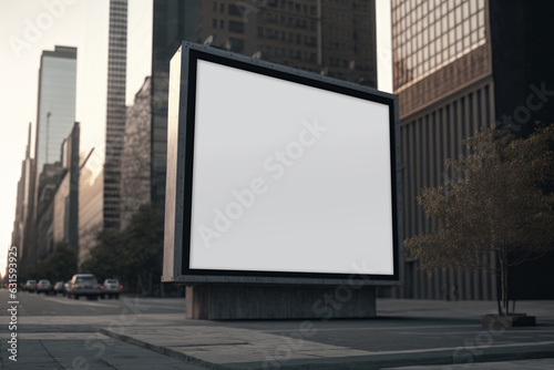billboard mockup cuadrado en distrito financiero, singboard grande en blanco espacio para insertar texto, anuncio en la ciudad