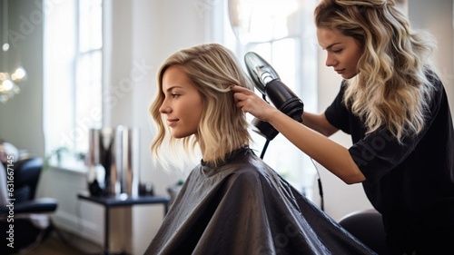 hairdresser working in a salon