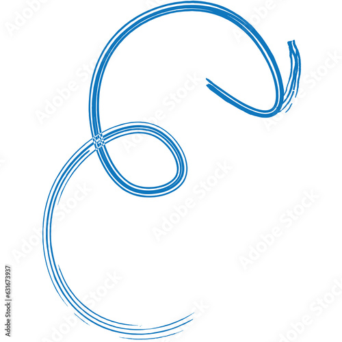 Digital png illustration of blue spiral arrow on transparent background