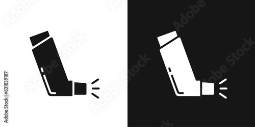 Asthma inhaler vector icon. Lung inhaler, puffer