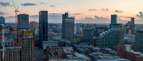 Manchester Skyline during Twilight Hours. 