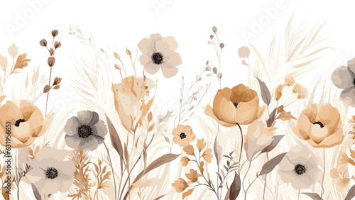 Flowers seamless pattern background watercolor 