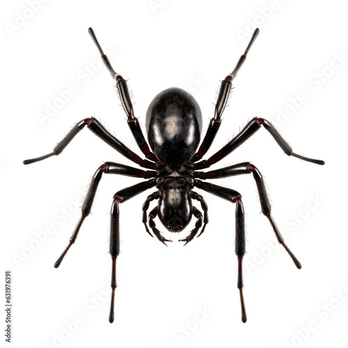 black spider isolated on transparent background cutout
