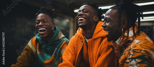 African-American boys laughing happily together.