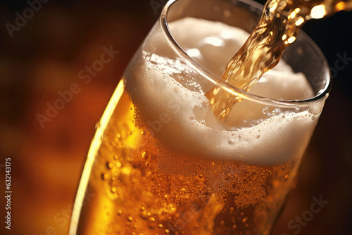 Closeup Of Beer Being Poured Into Glass