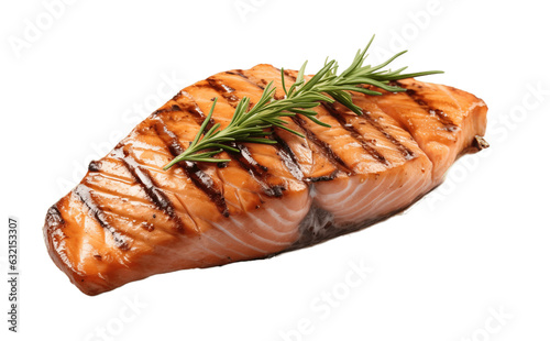 Salmon grilled roast steak isolated on transparent background. PNG file, cut out