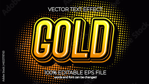 Gold editable text effect style, EPS editable text effect