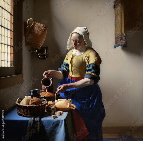 The Milkmaid, Johannes Vermeer, Rijksmuseum, Amsterdam, Generative AI