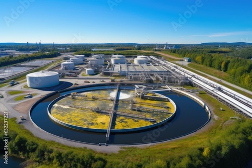 aerial view of a modern wastewater treatment facility