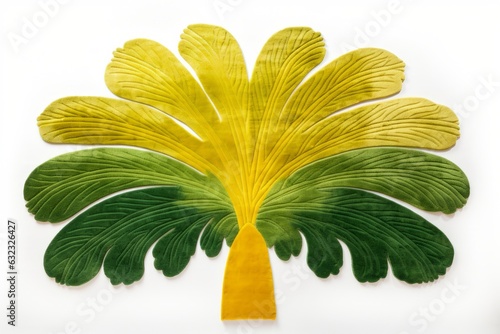 Alfombra tufting con colores tropicales, alfombra decorativa verde y amarilla con hojas de palmera