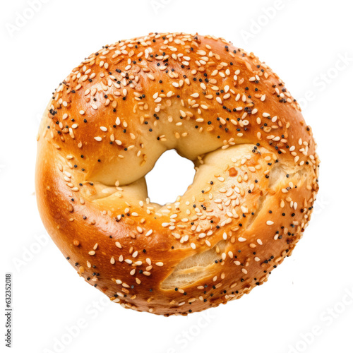 Sesame Seed Bagel Isolated on a Transparent Background 