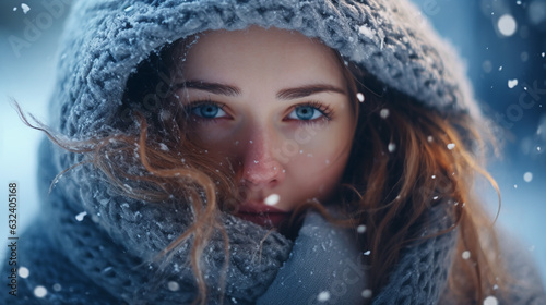 woman feeling cold in winter