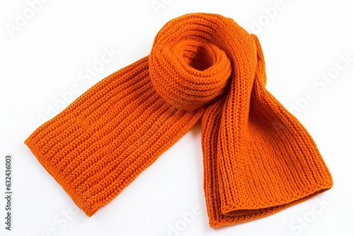 Orange knitted scarf isolated on white background